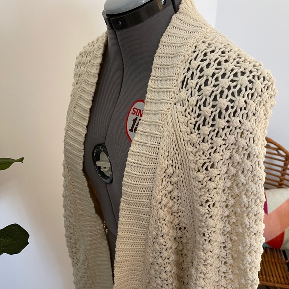 Mango Cream Chunky Open Front Knit Cardigan - Picture 6 of 9